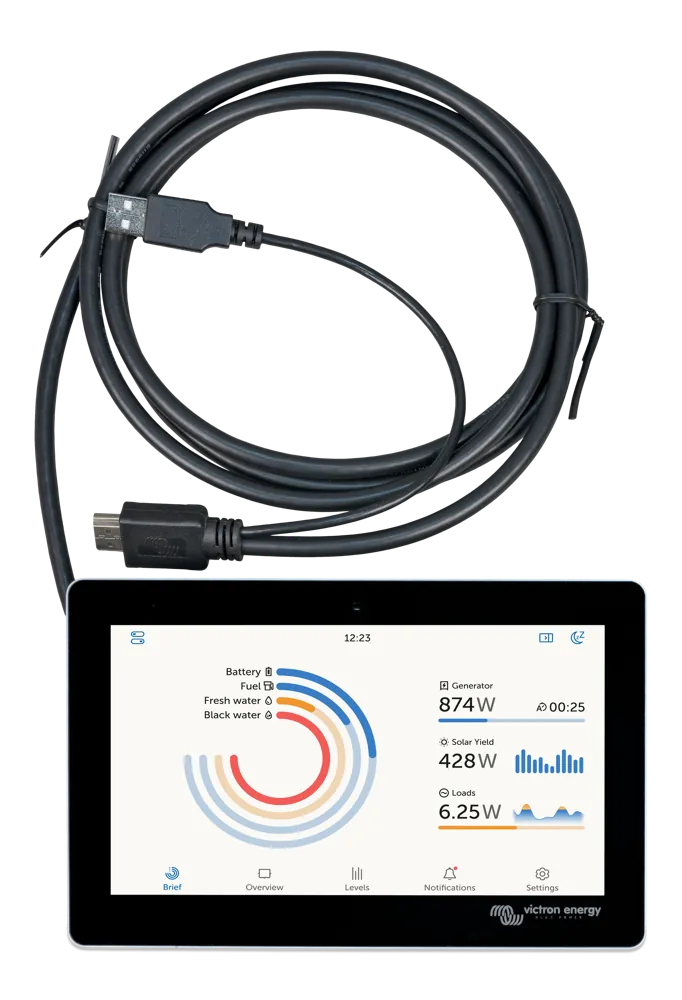 Victron Energy GX Touch 50 - front with cable